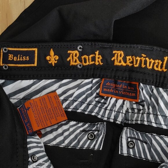 Rock Revival Beliss Mid Rise Skinny Black Excellent Condition Size 26 - Picture 11 of 12